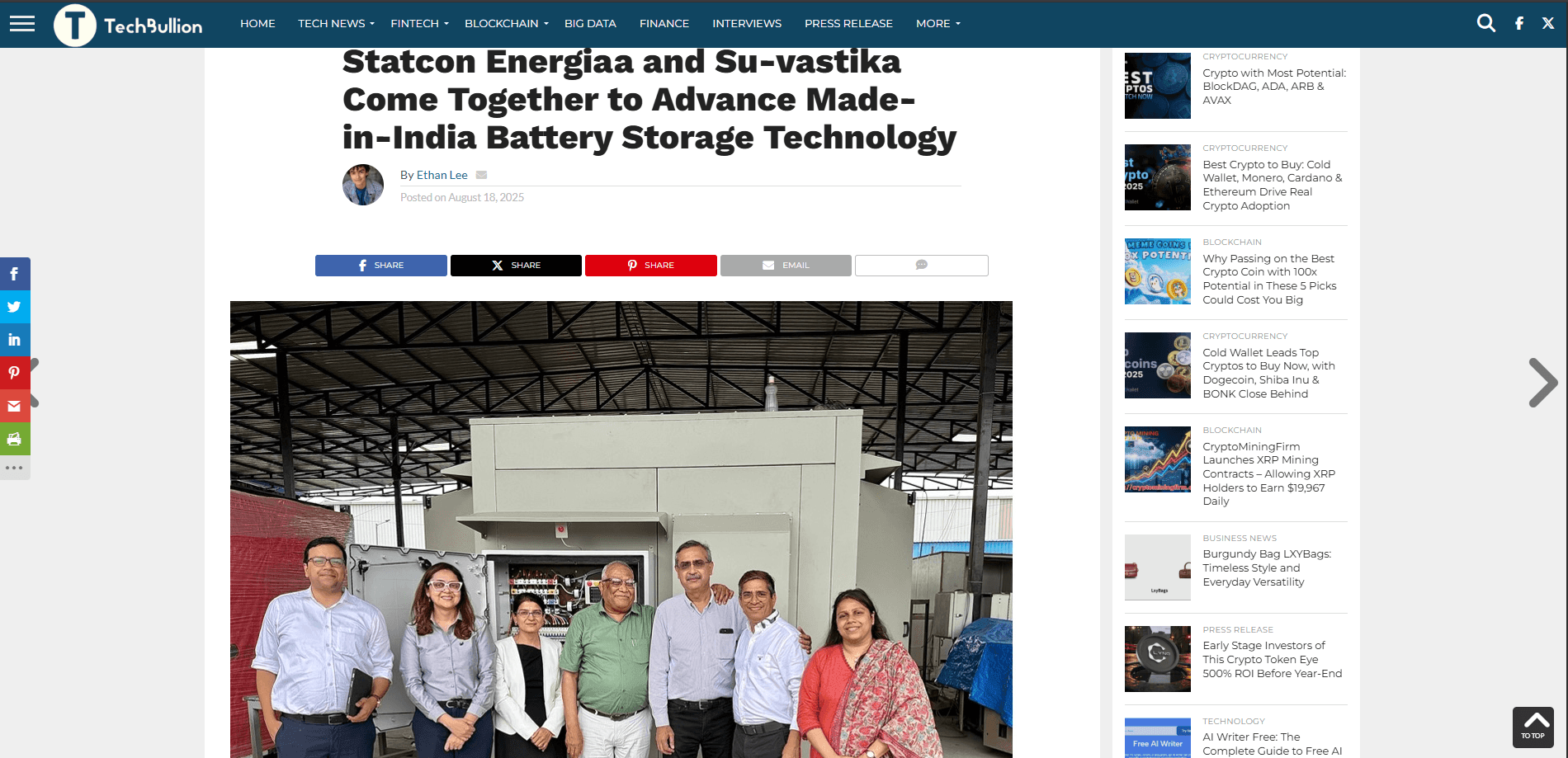 Business newsStatcon Energiaa and Su-vastika Come Together to Advance Made-in-India Battery Storage Technology kunwer sachdev kunwwer sachdeva khushboo sachdev