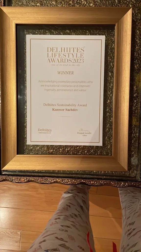 Delhiites Sustainability Award 2023 — presented to Mr Sachdev personally as winner