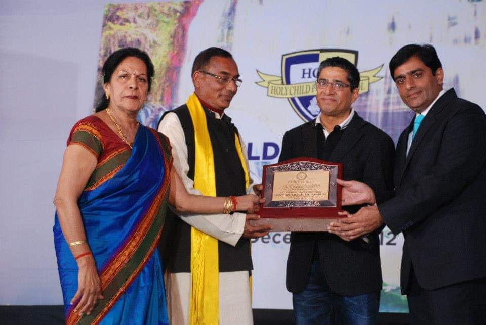 Chief Guest plaque — Holy Child Public School honoured Mr Sachdev as guest, not as award winner, December 2012