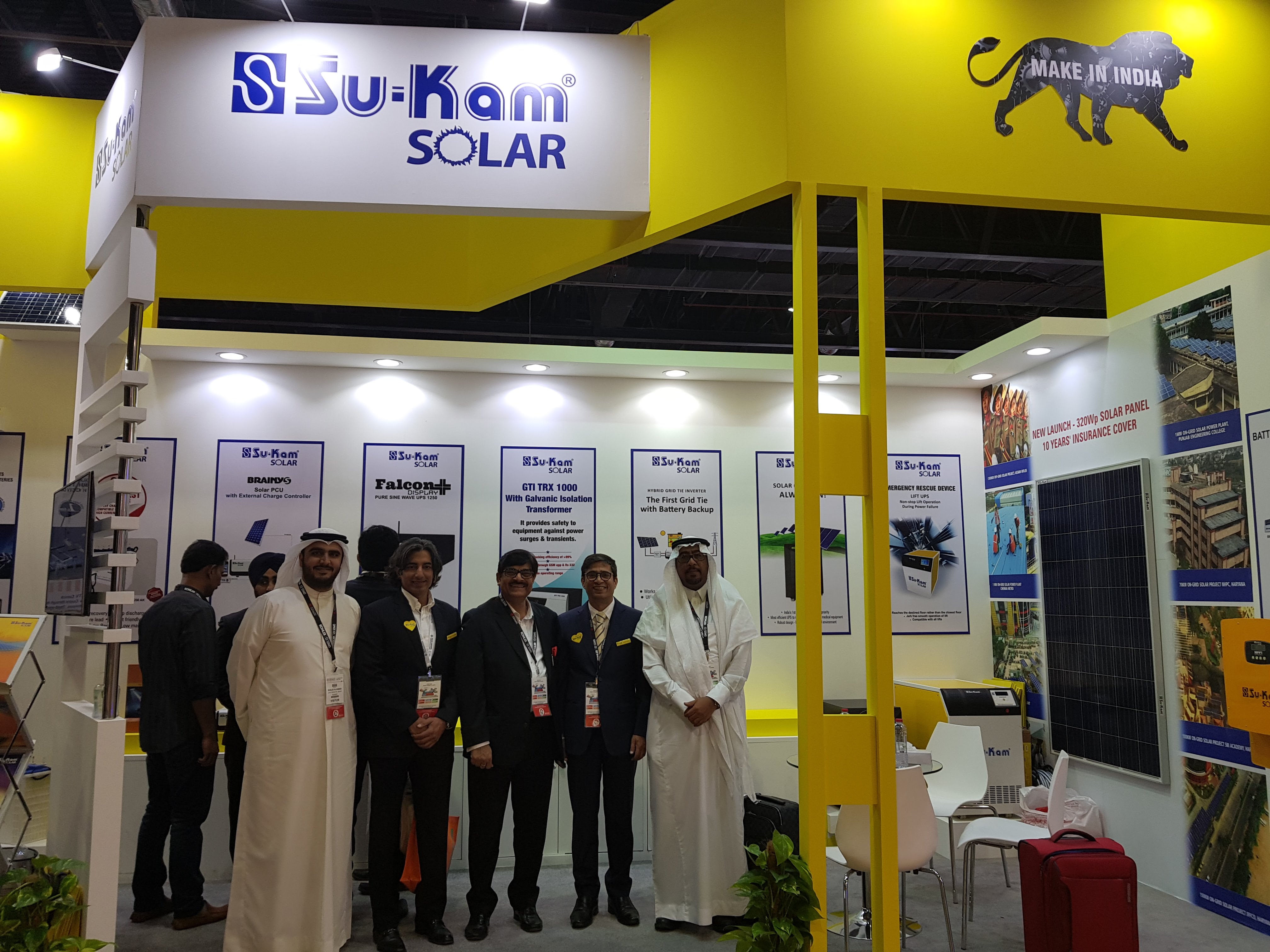 Su-Kam Solar premium exhibition booth with MAKE IN INDIA branding at international trade show