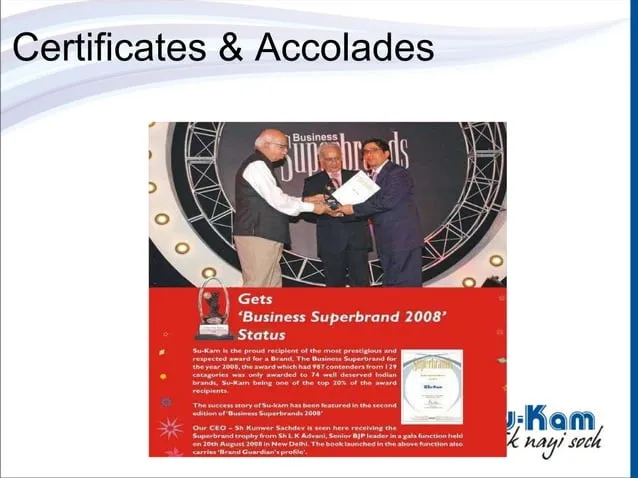 Business Superbrand — Kunwer Sachdev receiving the trophy from L. K. Advani, New Delhi
