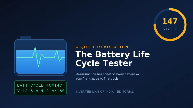 The Battery Life Cycle Tester — Su-Kam's device under Kunwer Sachdev that measured battery charge cycles, voltage and AH via an LCD readout