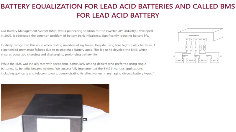 Battery Equalization for Lead Acid Batteries