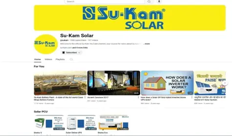 The Su-Kam Solar YouTube channel founded by Kunwer Sachdev in 2009