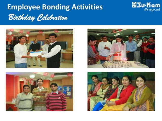 More Su-Kam birthday celebration photographs showing cake cutting and the women employees of Su-Kam smiling in a group portrait