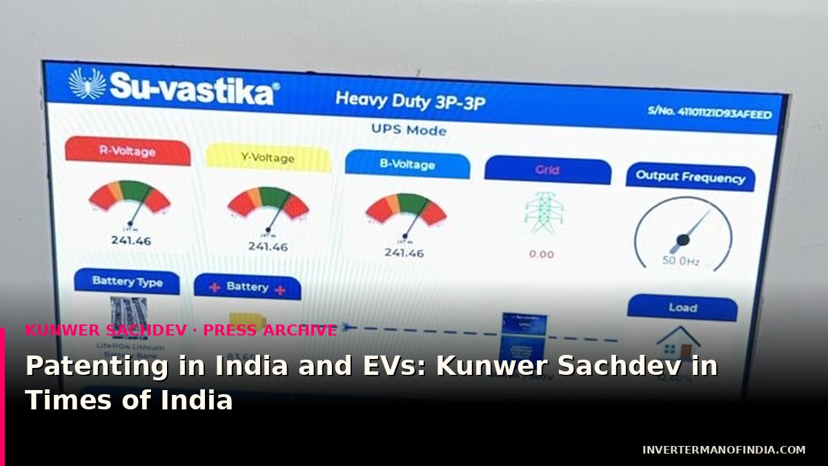 Patenting in India and EVs: Kunwer Sachdev in Times of India