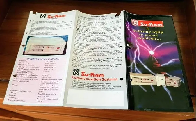 The first Su-Kam inverter brochure — MOSFET technology and A befitting reply to power problems