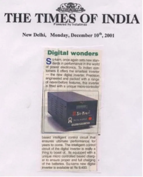 Times of India — Digital wonders, December 2001